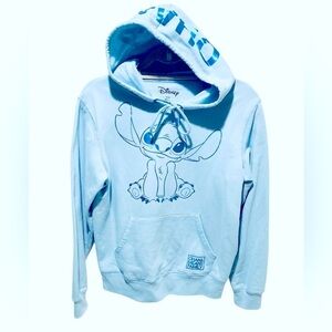 Disney Stitch Hoodie Unisex Size Medium Blue Metallic